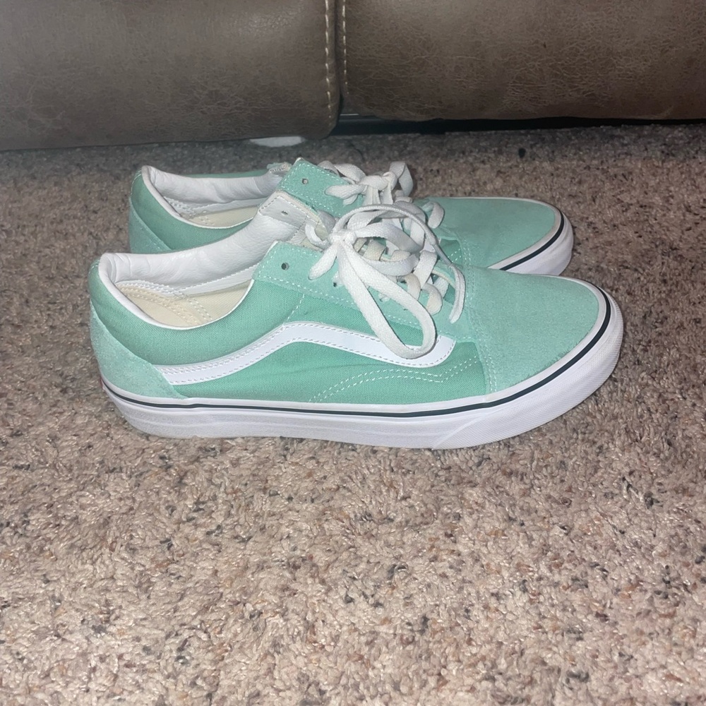 Vans Sneakers Womens 9 Mens 7.5 Mint Green  Classic Old Skool Canvas and Suede